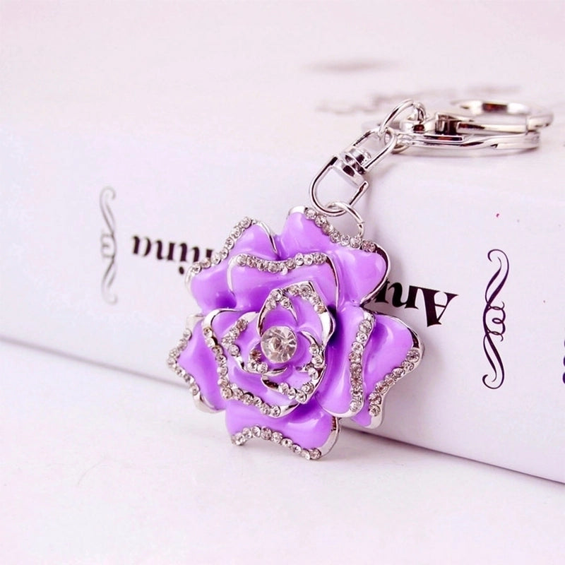 Minimalist Flower Alloy Inlay Rhinestones Women’s Keychain