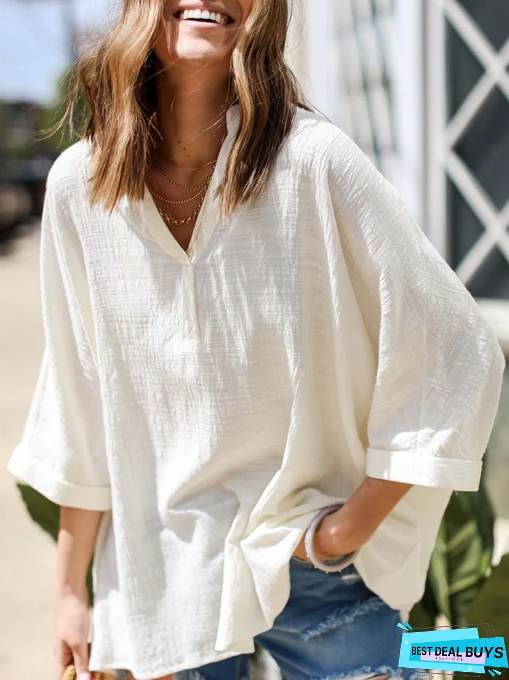 Sweet Cold Shoulder Cotton Tunic Blouse