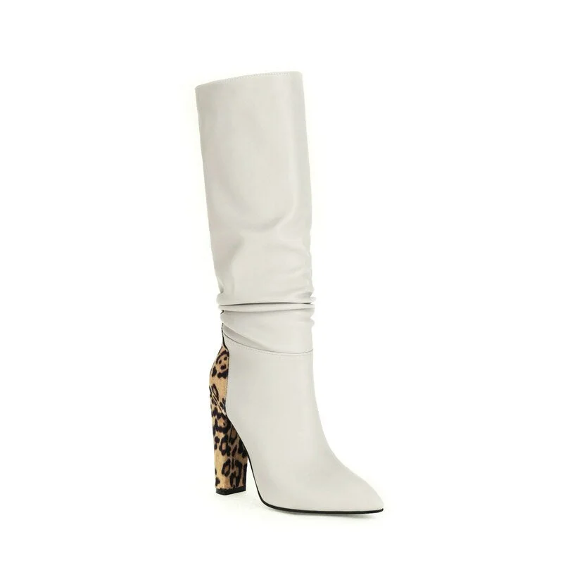 New autumn winter women boots thick high heels knee high boots woman mixed colors dress shoes woman large size 42 43