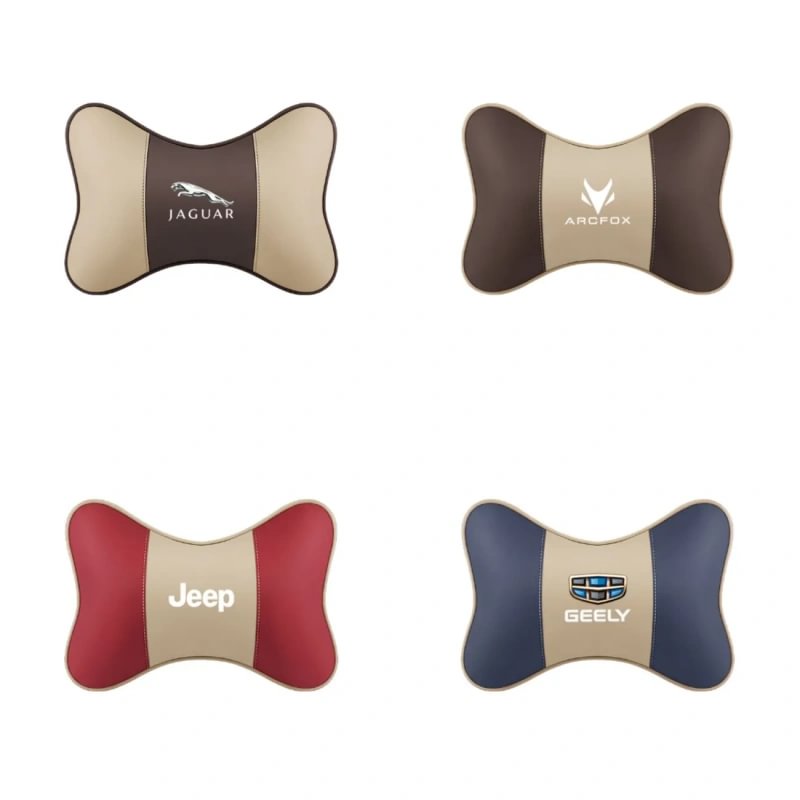Comfortable leather car headrest with neck support