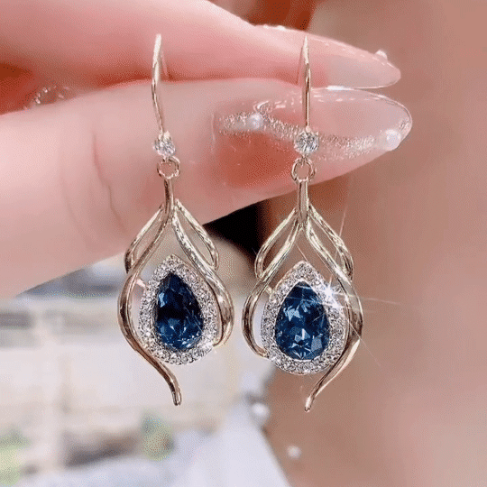 Fashion Blue Crystal Earrings