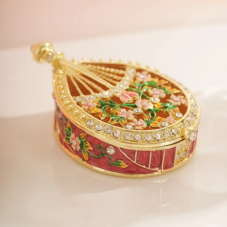 Luxurious Flower Leaf Lute Enamel Ring Jewelry Box