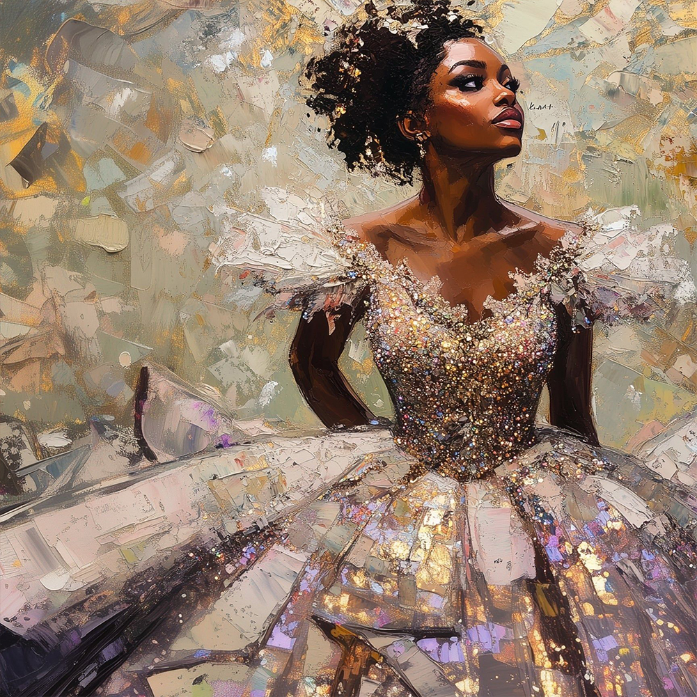 Black Woman 40*40cm(canvas) full round drill diamond painting