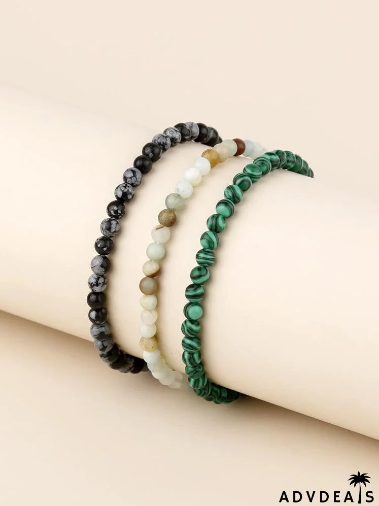 3pcs Stone Beaded Bracelet