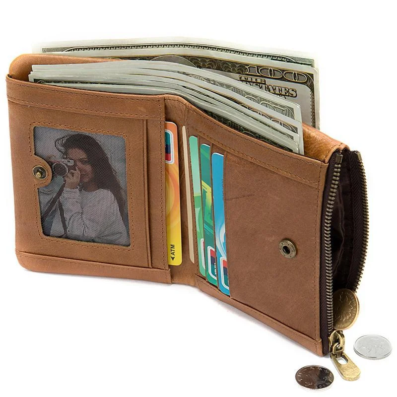 Fashion Leather Zipper Solid Color Buckle Wallet