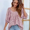Gioiacombo&trade; Top a mezza manica floreale in chiffon solido