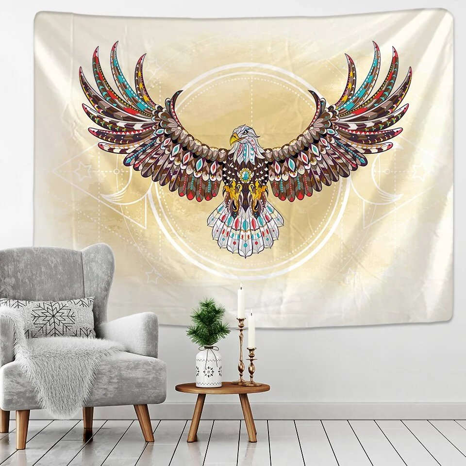 Mandala Tapestry Animal Indian Elephant Tiger Eagle Pattern Wall Hanging  Mat Beach Towel Blanket