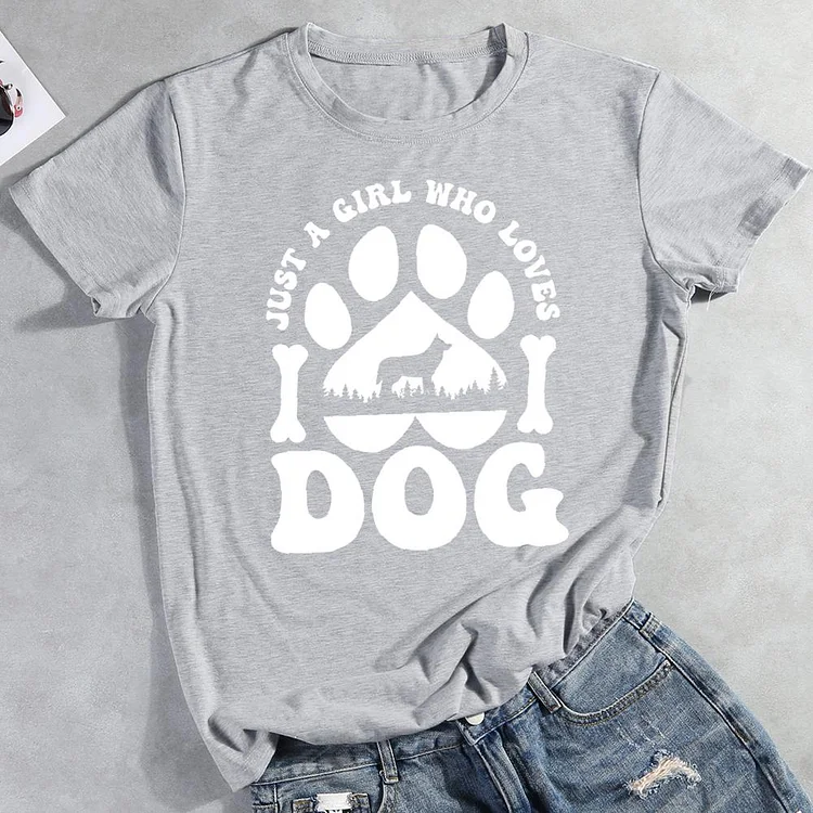 Just a girl who loves dog Round Neck T-shirt-0026030