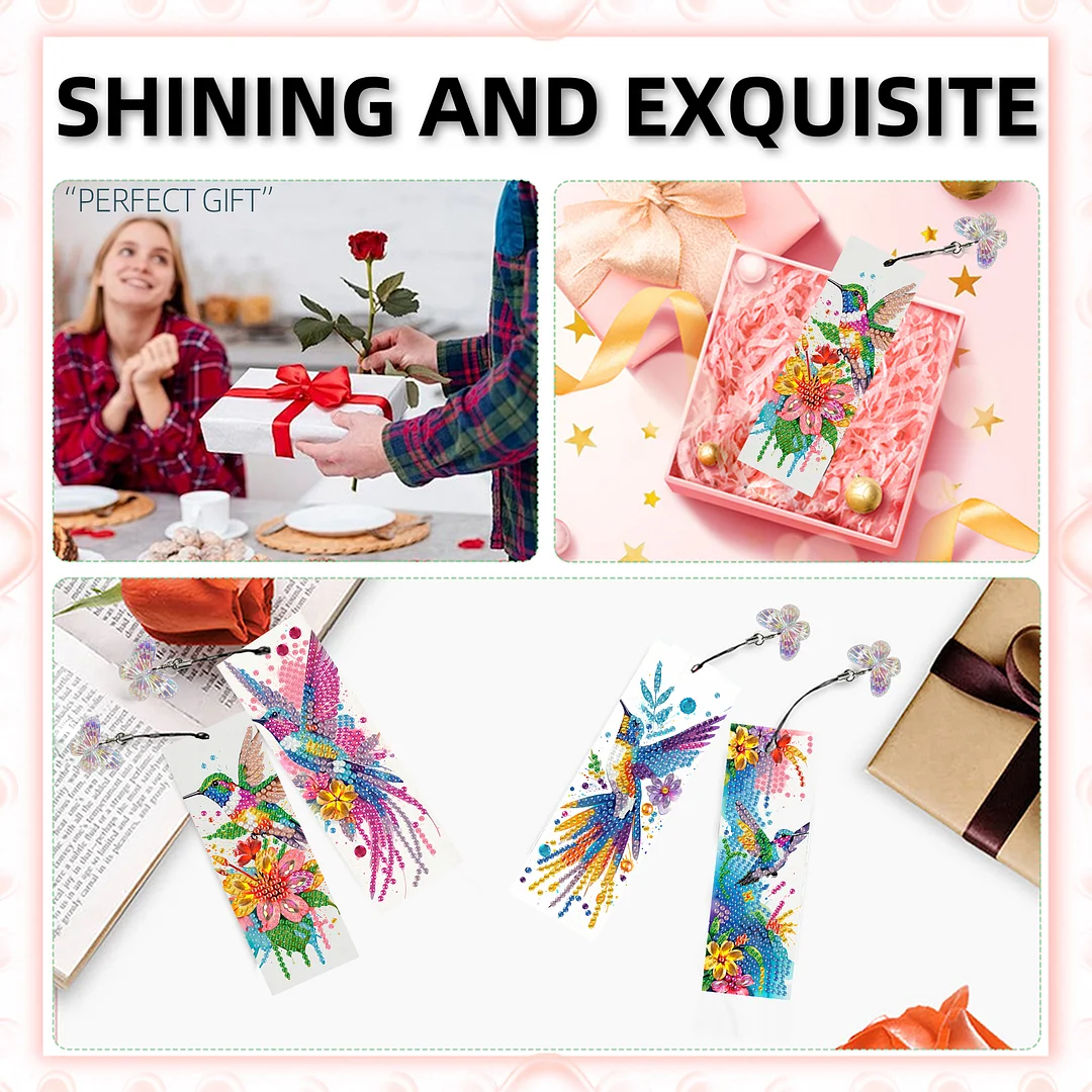 12Pcs Hummingbird DIY Diamond Art Painting Bookmark for Reading Enthusiasts