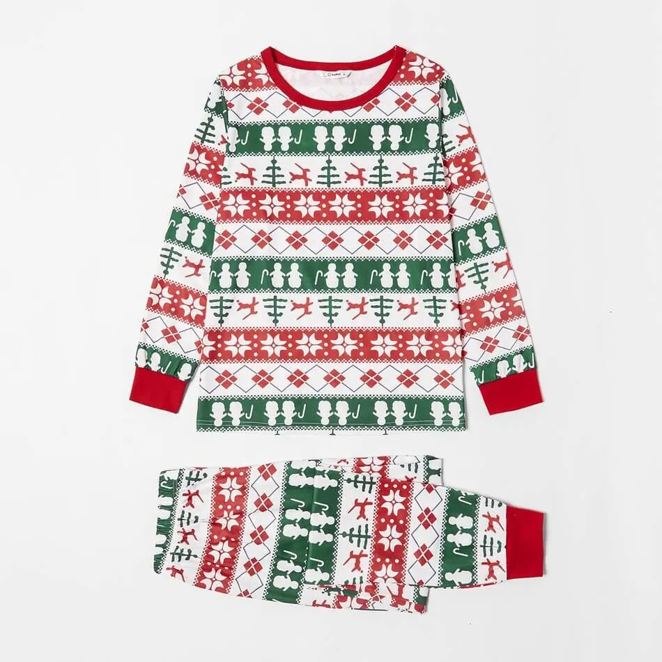 Christmas Tree and Snowflake Patterned Family Matching Pajamas Sets