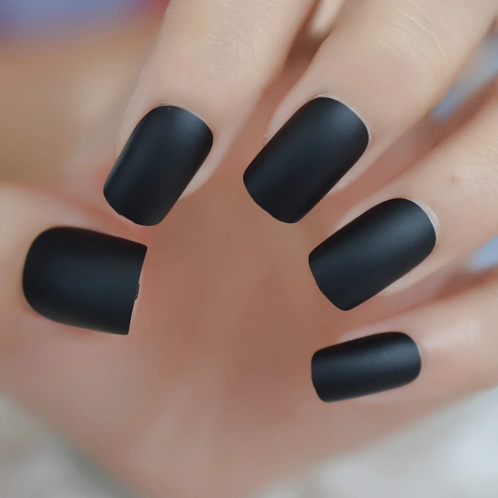 24Pcs Long Almond Glitter Black Charming Design Nail Tips Wholesale Full Cover Nails Gels Nails Artificial False Nail-Nail Inspo