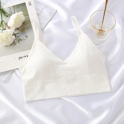 Women Tank Crop Top Bra Underwear Seamless Tube Top Back Hollow Lingerie Wire Free Intimates With Removable Padded 2019