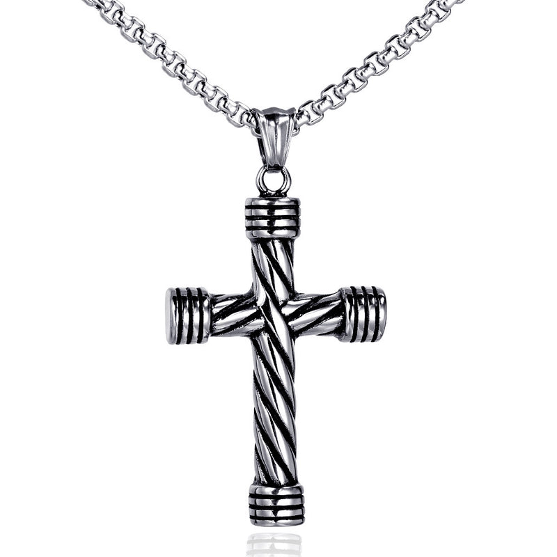 Retro Punk Cross Axe Alloy Titanium Steel Iron Plating Men’s Pendant Necklace Men Pendant Necklaces