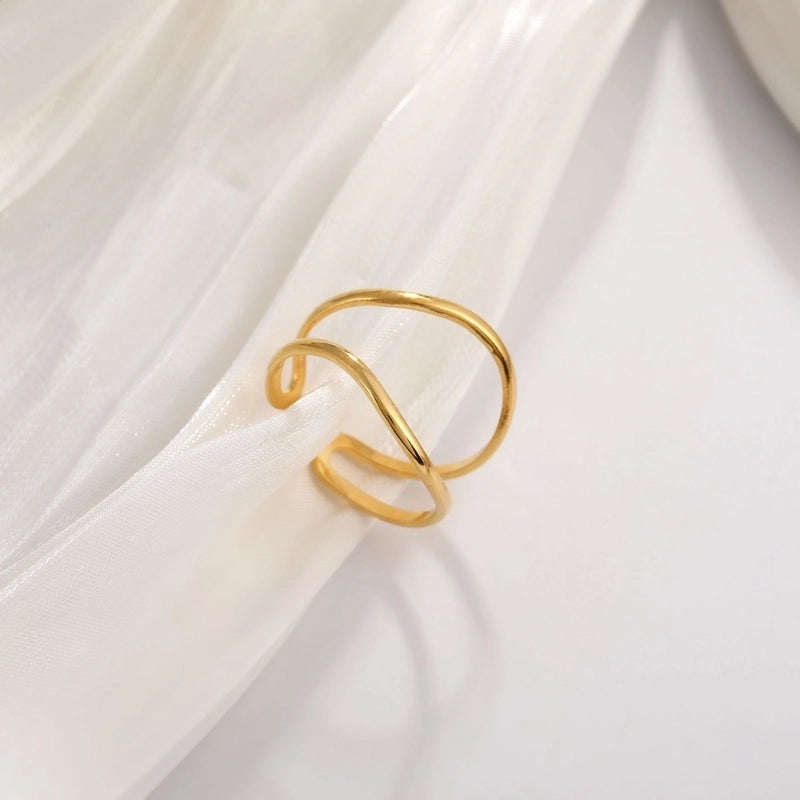 Basic Minimalist Classic Style Irregular Pentagram Lines 304 Stainless Steel Plating Open Rings