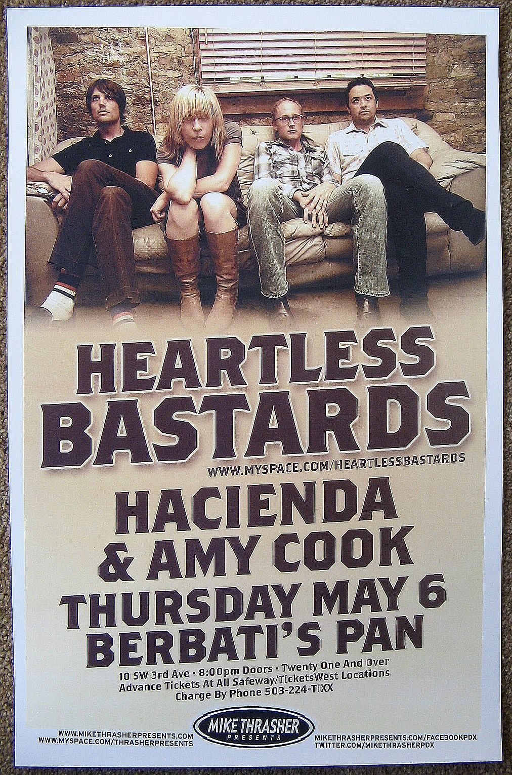 HEARTLESS BASTARDS 2010 Gig POSTER Portland Oregon Concert