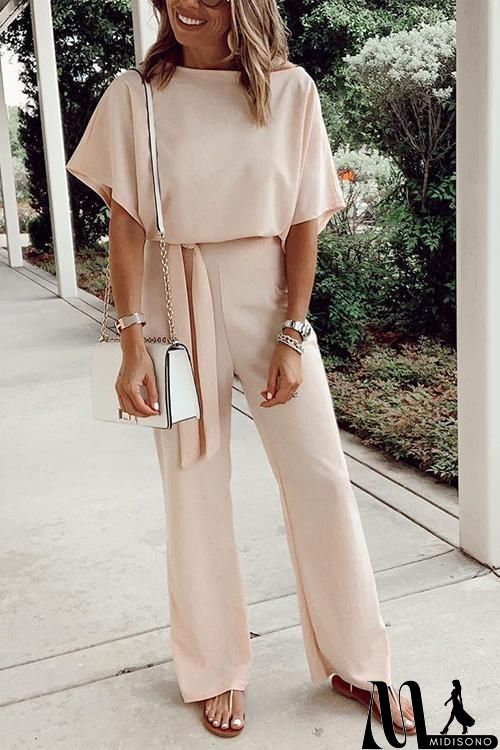 MidiSono - Short Sleeve Knot Jumpsuit