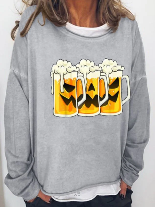 Halloween Beer Casual Long Sleeve Sweatshirts