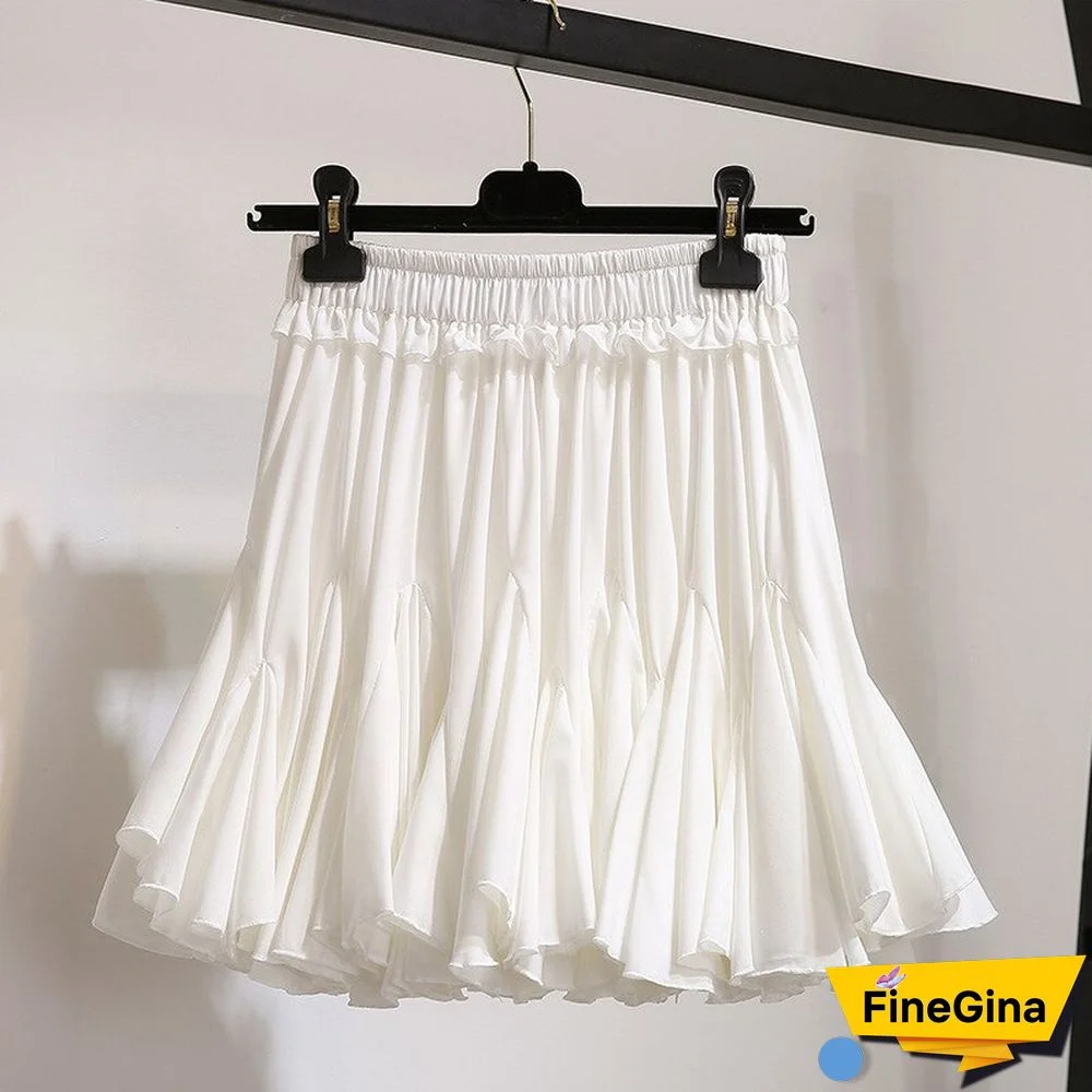 White Black Chiffon Summer Shorts Skirt Women Fashion Korean High Waist Tutu Pleated Mini Aesthetic Skirt Female