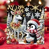 (US Only)6PCS Christmas Penguin DIY Diamond Art Greeting Cards Congratulations Cards