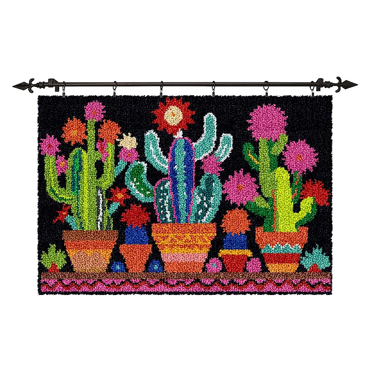 [Large Size] Three Cactus - Latch Hook Rug Kit veirousa