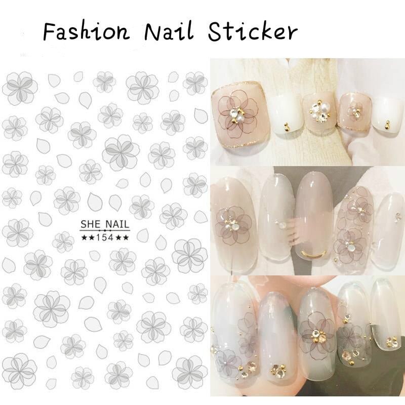 1 Piece of Sunflower Daisy Flower Rose Series 3D Adhesive Nail Decal Children's Nail Art Decoration Stickers