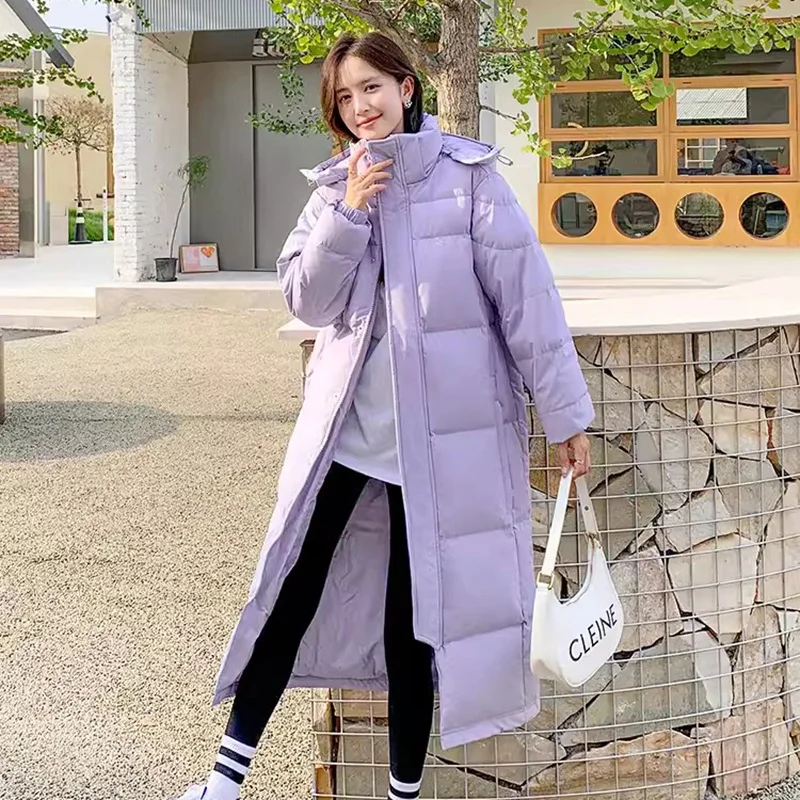 Woherb Chinese Drama Long College Style Down Jacket Female 2024 Winter Fashion Thick Loose Warm White Duck Down Matching Jacket-Outfit Ideas