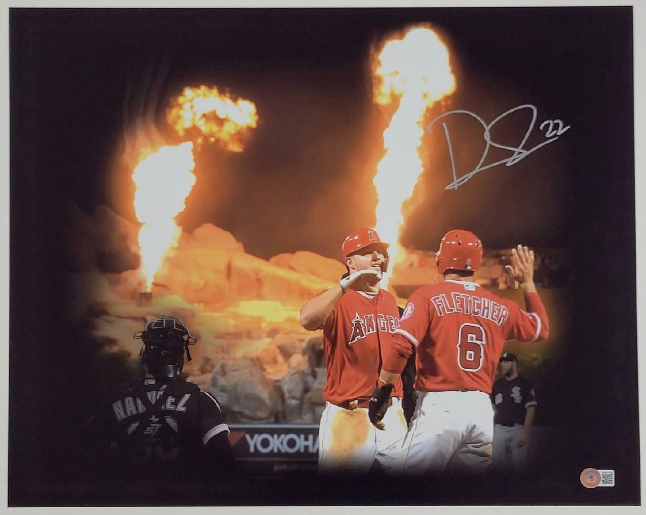 David Fletcher autograph signed Angels 16x20 Photo Poster painting w/ Trout~ Beckett BAS Witness