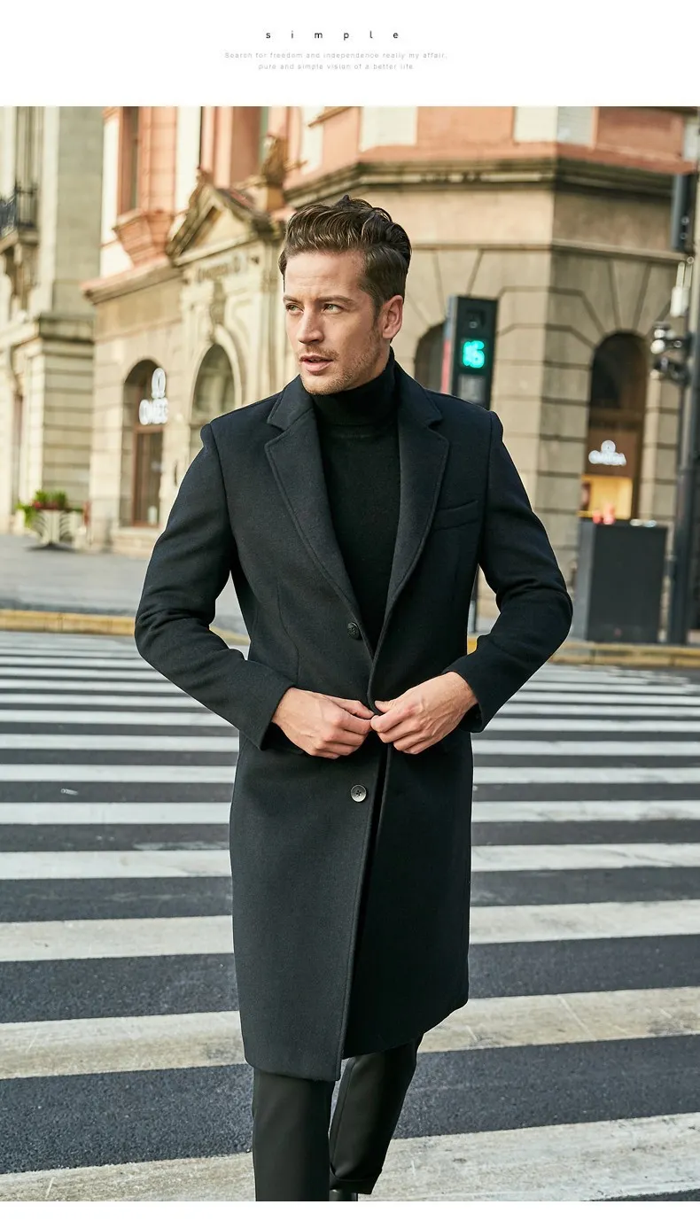 Nigikala Nigikala Men's English Men's Long Coat Long Sleeves And Coat Autumn And Winter Coat