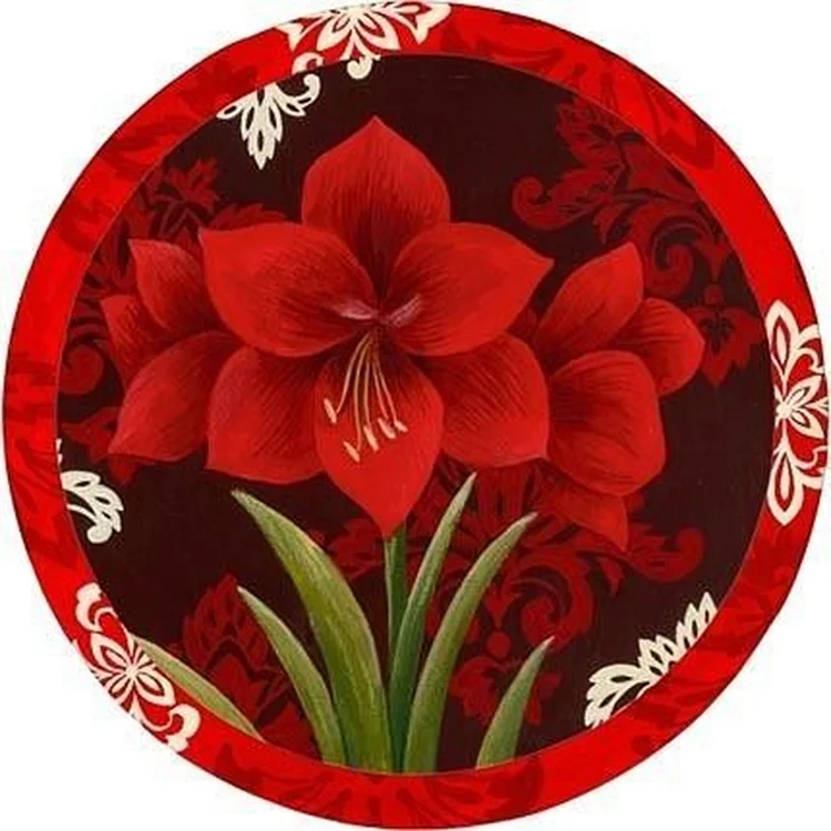 Round Poinsettia 30*30CM(Canvas) Full Round Drill Diamond Painting gbfke