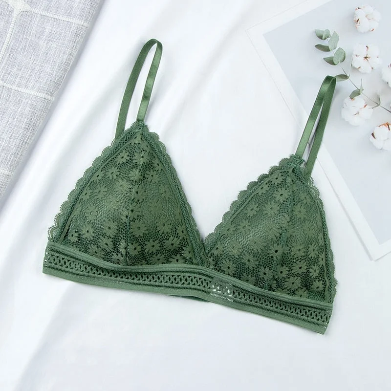 Sexy Floral Lace Bra Top For Women Push Up Female Lingerie breathable Bralette Removable Pad Thin Fashion New Wireless Bras