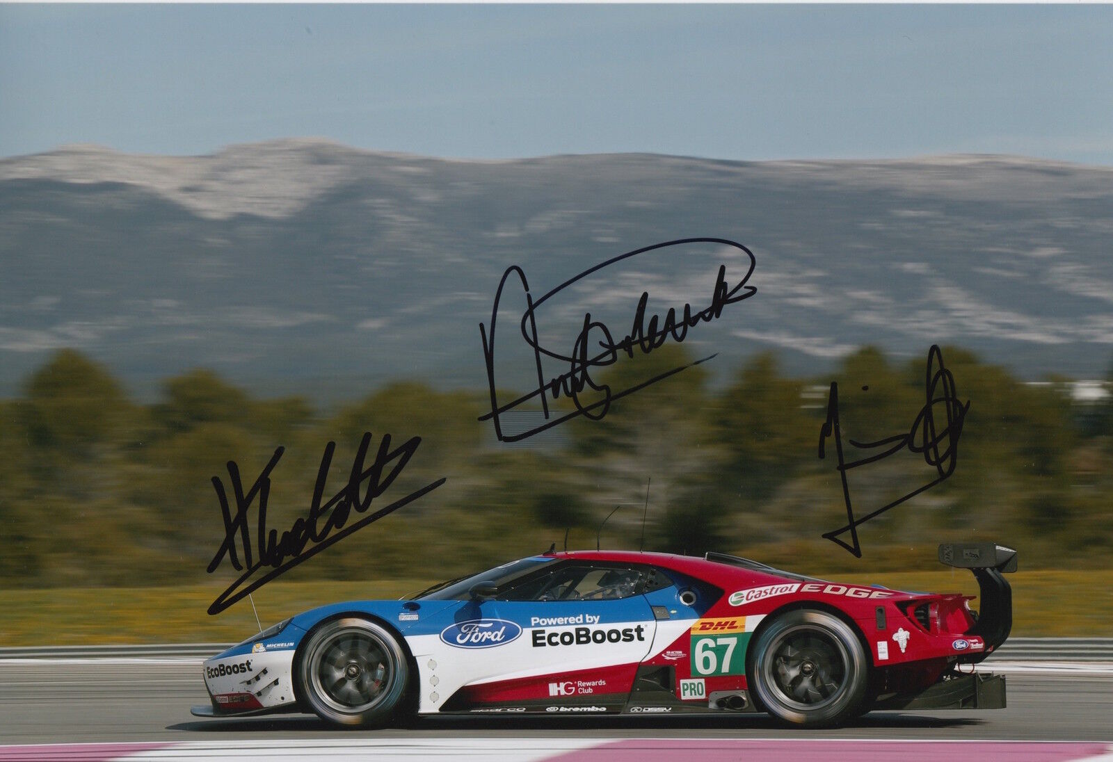 Franchitti, Priaulx, Tincknell Hand Signed Ford GT 12x8 Photo Poster painting 2016 Le Mans 6.