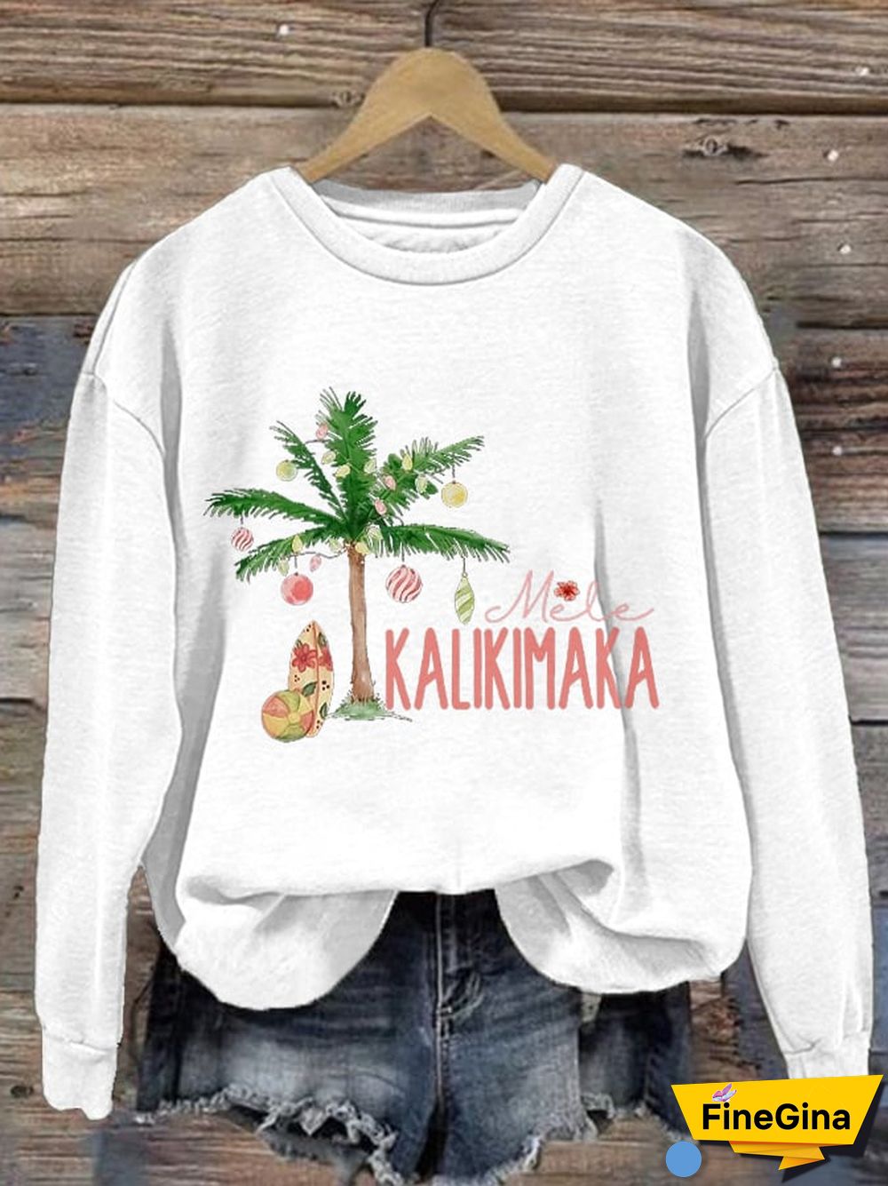 Women's Christmas Mele Kalikimaka Print Casual Sweatshirt