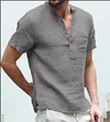 Gioiacombo&trade; Maniche corte da uomo casual in lino traspirante estivo