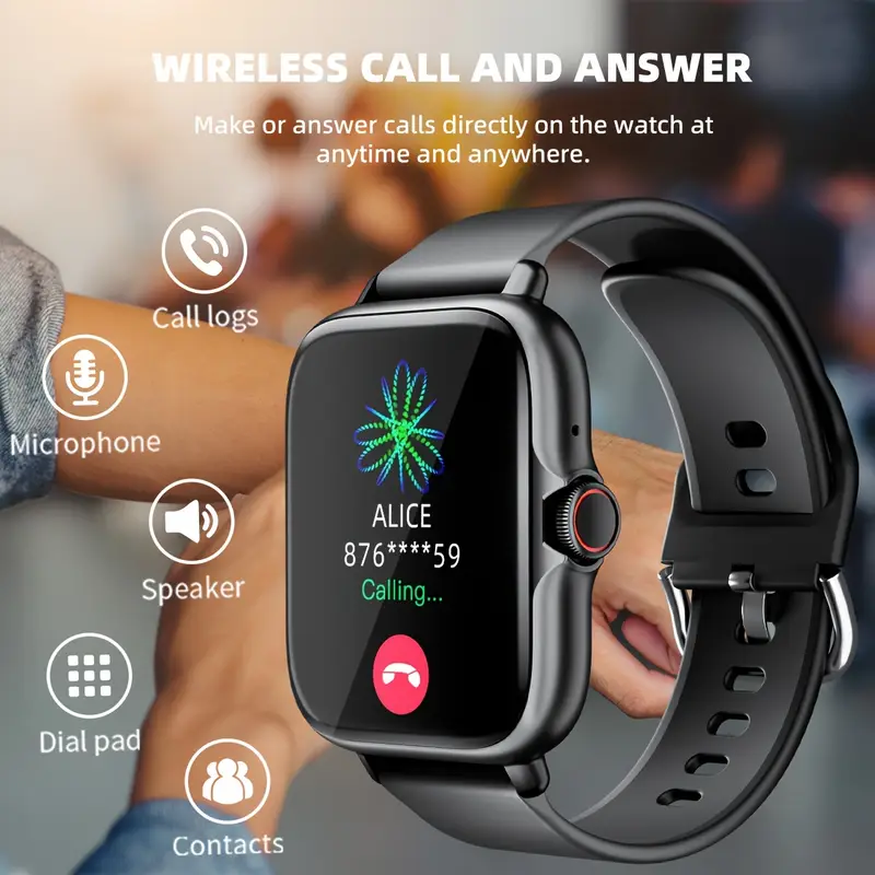  watch 1 83 full display with message answer make call smartwatch monitoring sports pedometer information alerts for iphone phones smartbands fitness watch for women men friend gift birthday gift Product details 3