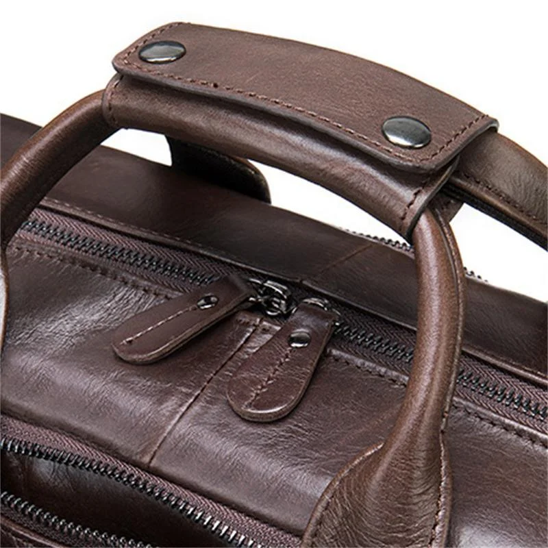 Men's Briefcase 17 Inch Computer Bag Leather Multi-Function Handbag Business Travel Bag