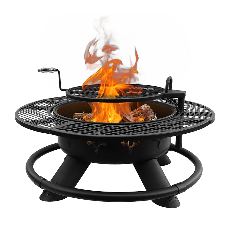 Bestier Fire Pit for Outside 47in Outdoor Wood Burning Firepit with Cooking Grill Grate, Deer Head Style