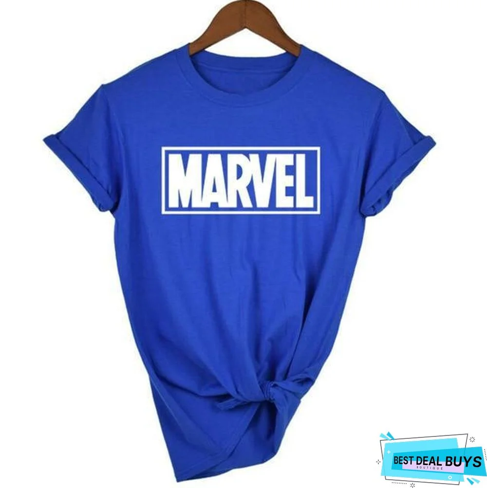 Women Short Sleeve T-shirt O-neck Cotton Super Hero Tops Tee