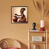 Fille afro-américaine-plein diamant rond peinture-30 * 30cm