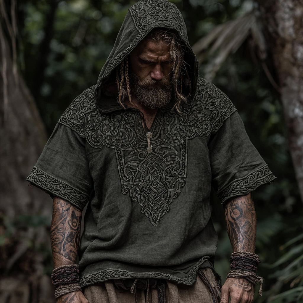 Men's Vintage Viking Celtic Knot Art Casual Hoodie Shirt