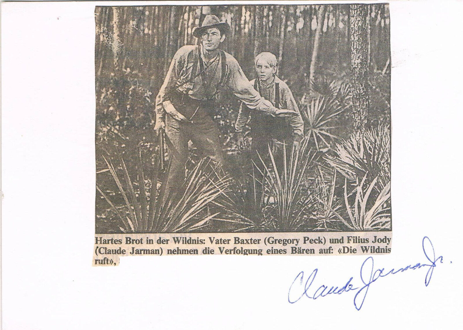 Claude Jarman Jr. 1934- autograph signed 4x6