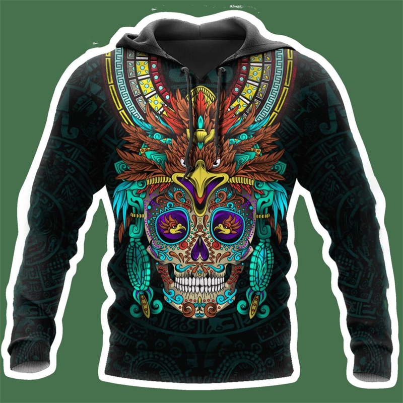 Erpret Fashion 3D Print Mexico Flag National Emblem Hoodie Men Tops Autumn Long Sleeve Mexican Aztec Sweatshirt Streetwear Clothing