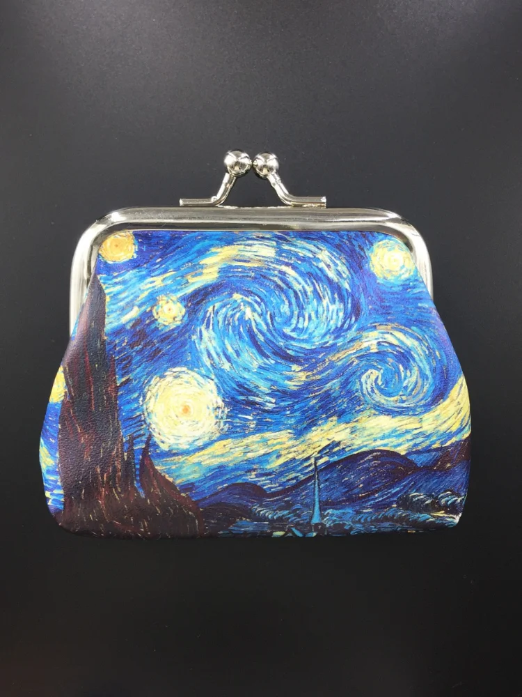 Van Gogh Art Painting Coin Purse Sunflower Starry Night Skeleton Women Wallet Men Purses Money Coin