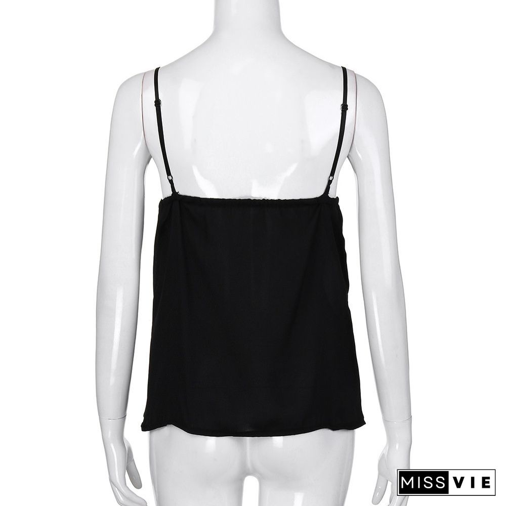 Oversized Sexy Spaghetti Strap Tops Vest Lace Female Camisole Tank Crop Summer Streetwear
