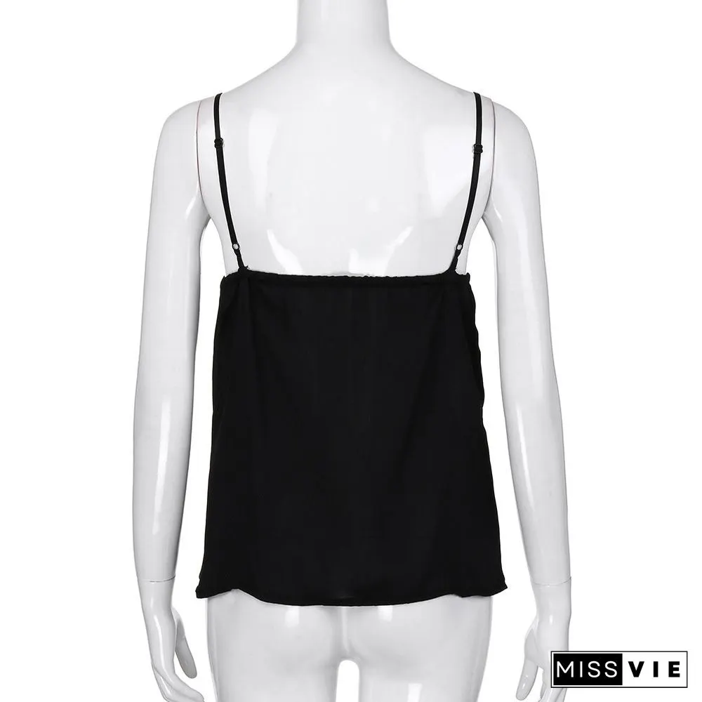 Oversized Sexy Spaghetti Strap Tops Vest Lace Female Camisole Tank Crop Summer Streetwear