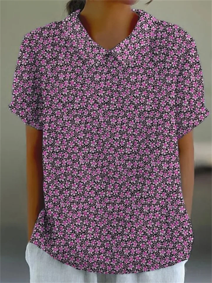 Women's Summer New Shirt Short Sleeve Vintage Printed Short Sleeve