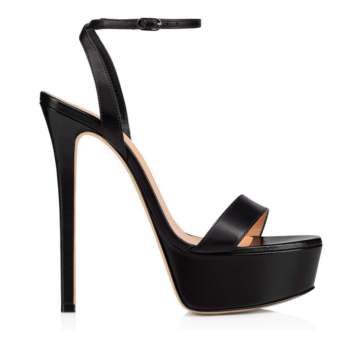 145mm Open Toe Platform Sandals Ankle Strap High Heel Matte  Summer Shoes-MERUMOTE