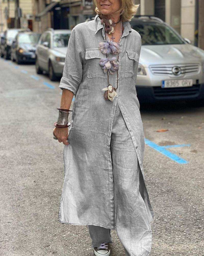 Buttoned Casual Simple Long Sleeve Suit