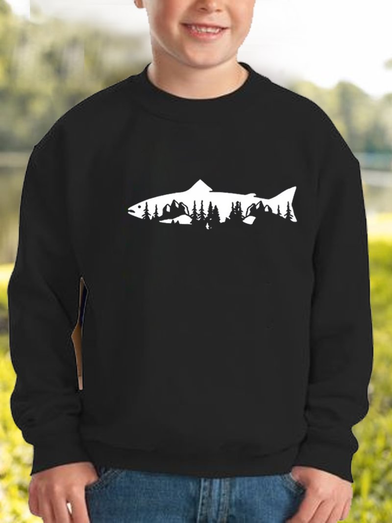 Forest Fish Printed Boy's Sweatshirt in  mildstyles