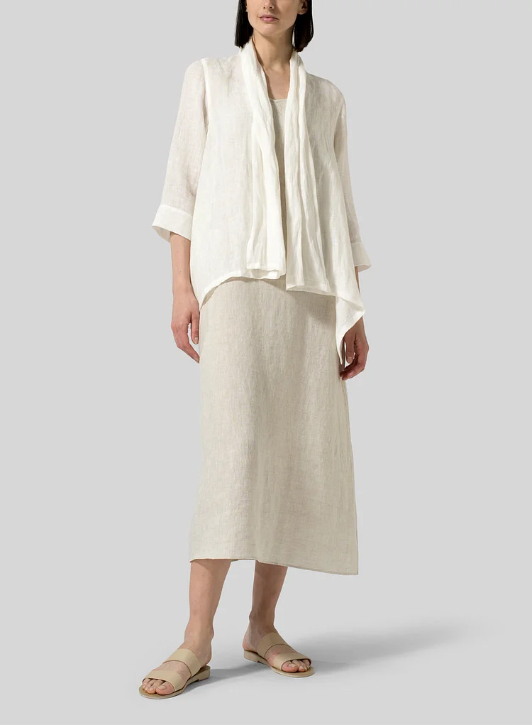 Womens Cotton Linen Shawl Collar Jacket