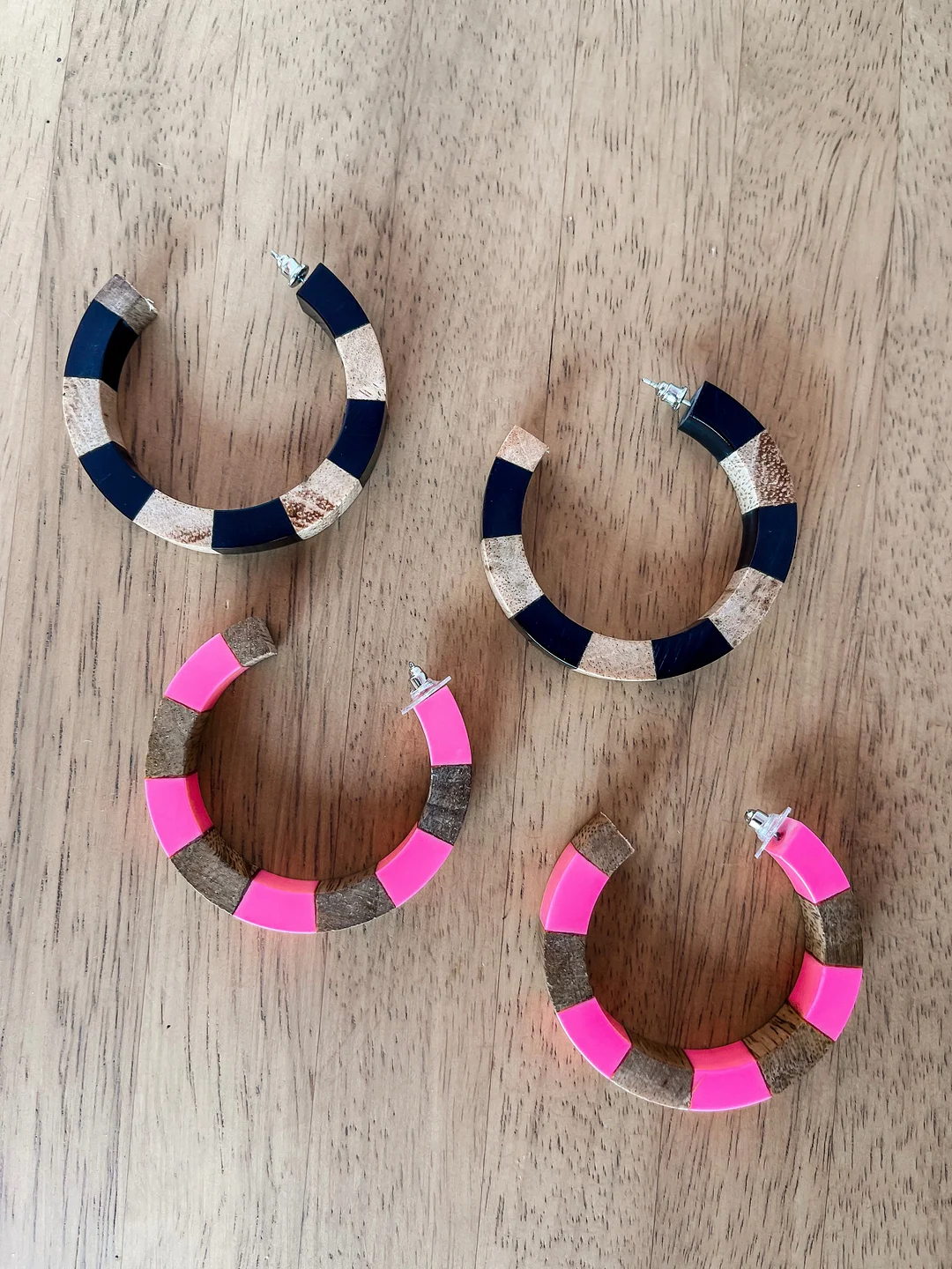 Build You Up Wood Color Block Hoop Earrings